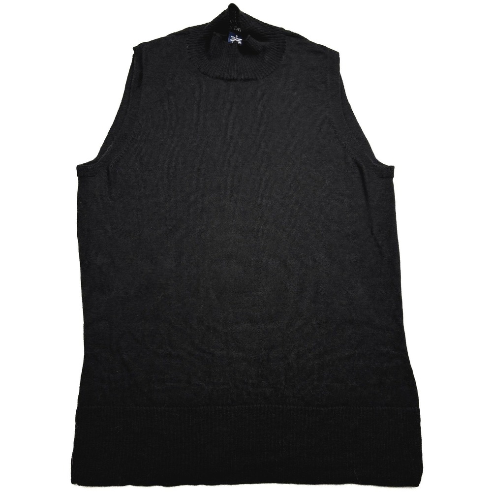 Ann Taylor Sweater Womens Small Black Italian Merino Wool Sleeveless Mock Neck S